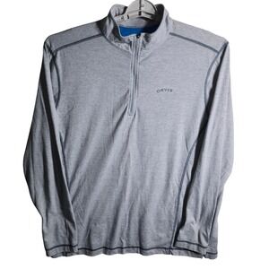 ORVIS Mens Pullover Quarter Zip Long Sleeve Shirt Heather Gray Size Large